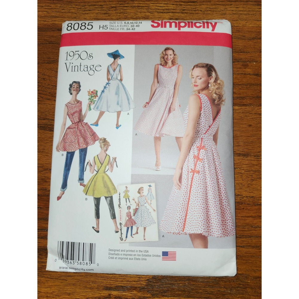 Simplicity 8085 1950s Vintage Wrap Dress Sewing Pattern H5 Sizes 6-14 Uncut